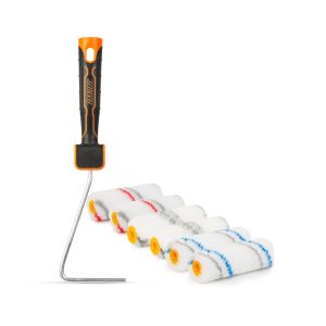 Verfroller Set 100 mm – 6 Delig Met Polyester, Acryl En Microfiber Rollen + Beugel – Voor Muurverf, Lak En Latex – Compact Schilder Set [11201]