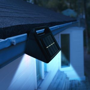 Zonne-Energie Solar Dakgootlamp – 6x Koel Wit SMD LED – Wand-, Hek- en Dakgootmontage – Automatisch Aan/Uit – Weerbestendig – Draadloos – Zwart [11443]
