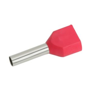 100x Geïsoleerde Dubbele Adereindhuls 2×1,0 Mm² Rood – Cord End Terminal Voor Dubbele Bedrading – Draad Eindhuls Met Rode Isolatie – Aderhuls Voor Elektrische Installaties En Schakelkasten – Verkoopeenheid 100 Stuks [05722]