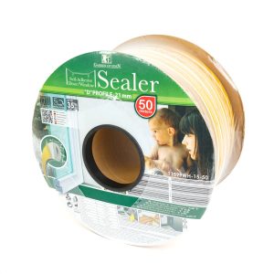 Zelfklevende Deur- En Raamafdichting Tochtstrip Op Rol – D-Profiel – Wit – 50 Meter (2 × 25 m) – Voor Kieren Van 5–15 mm – EPDM Rubber – Isolerend, Weer- En UV-Bestendig – Voor Deur En Raam [11599WH-15-50]