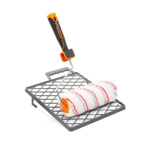 Verfroller Set 3-Delig – Polyester Verfroller Met Beugel En Verfrooster – Voor Muren, Plafonds En Gipsplaten [11180A]
