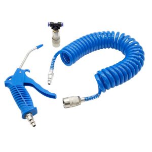 Pneumatisch Blaaspistool met 5m Spiraalslang – Polyurethaan PU – Snelle Aansluiting – Max 10 Bar – Reinigings- en Onderhoudsgereedschap [55805A]