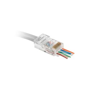100x RJ45 Connector Cat 5e UTP Pass Through – 8P8C Modular Plug Met Doorvoer – Netwerk Stekker Met 8 Vergulde Contacten – Pass Through RJ45 Plug Voor Netwerkkabel – Kunststof LAN Connector 100 MHz – Telecommunicatie Accessoire – 100 Stuks [05223PT]